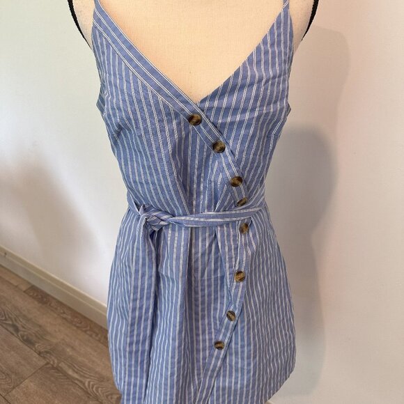 Zaful Striped blue and white L dress tunic top straps  and belt EUC - Picture 12 of 12